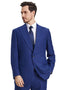 Men's Stacy Adams Peak Lapel Blue Windowpane Plaid Suit with a Scoop Neck Vest