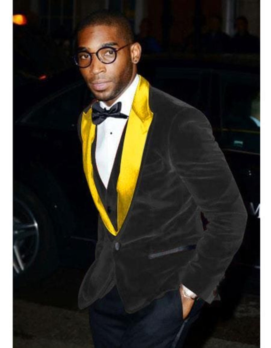 Black/Gold Groomsmen Suits - Black and Gold