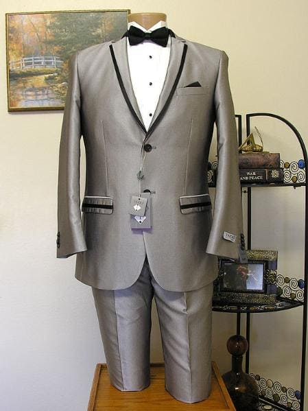 Gray Groomsmen Suits - Linen Fabric Grey Groom Suits - 36S