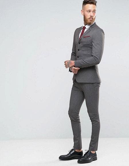 Gray Groomsmen Suits - Grey Groom Suits - Notch Lapel Suit - Gray