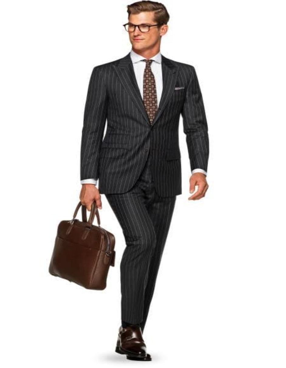 Grey Groom Groomsmen Suits - Two Button Suit - Royal Blue