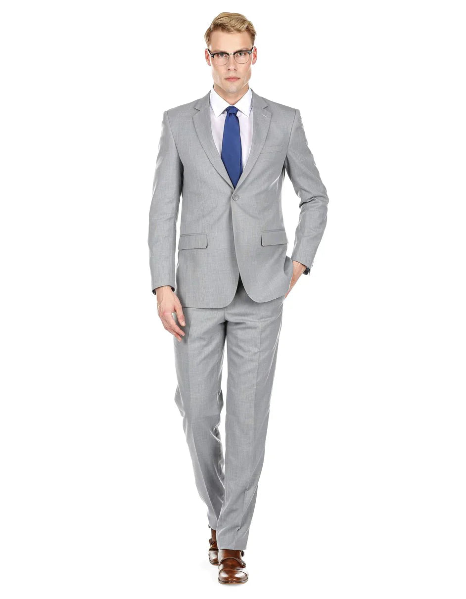 36S Gray Groomsmen Suits Mens Modern Fit Summer Wedding Suit Light