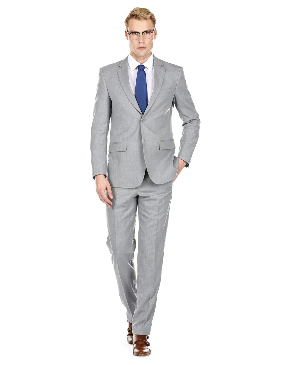 Gray Groomsmen Suits Mens Modern Fit Summer Wedding Suit Light Grey - Gray