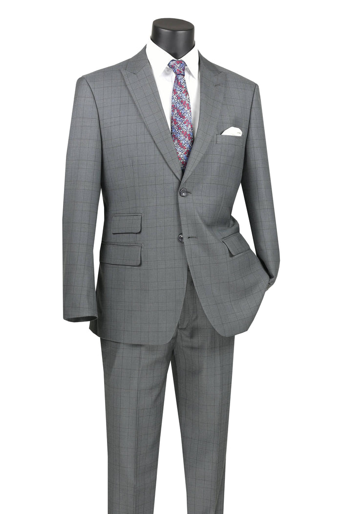 Modern Fit - Gray Windowpane Modern Fit Suit