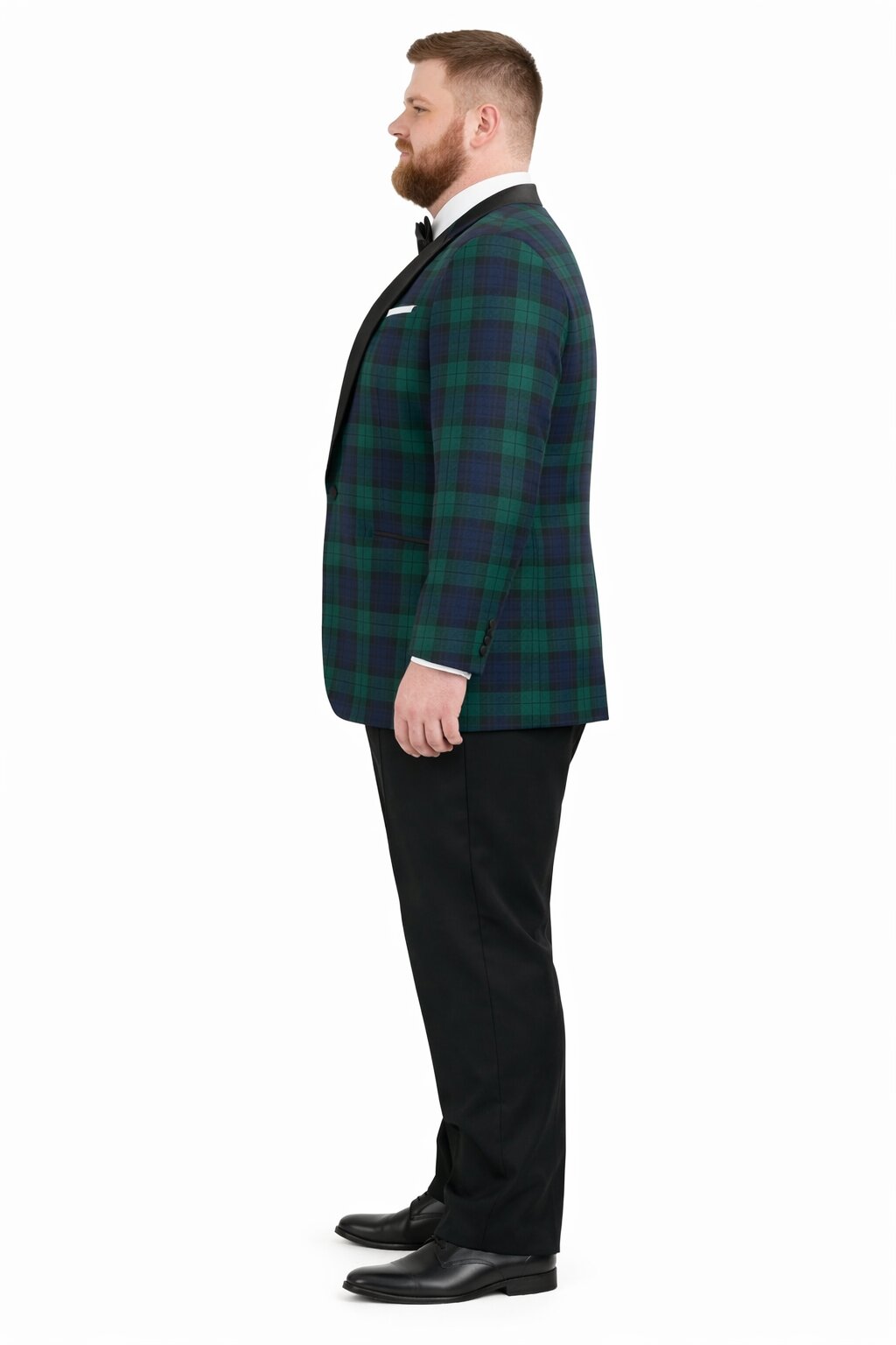 Big and Tall Holiday Jackets - Christmas Tartan Plaid Sport Jacket For Big Man in Color Green and Blue Tartan Scottish Pattern - S