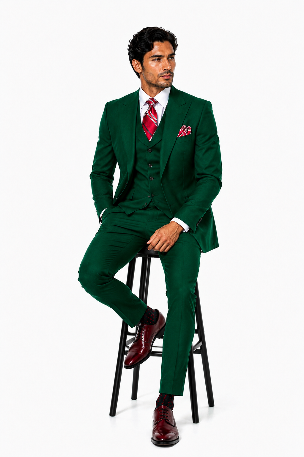 Green Double Breasted Suit Many Styles & Brands $99UP Hunter Green Peak Lapel 100% Percent Fabric Double Breasted Slanted Vest
