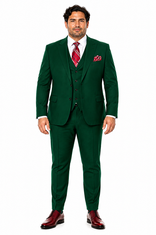 Green Double Breasted Suit Many Styles & Brands $99UP Hunter Green Peak Lapel 100% Percent Fabric Double Breasted Slanted Vest
