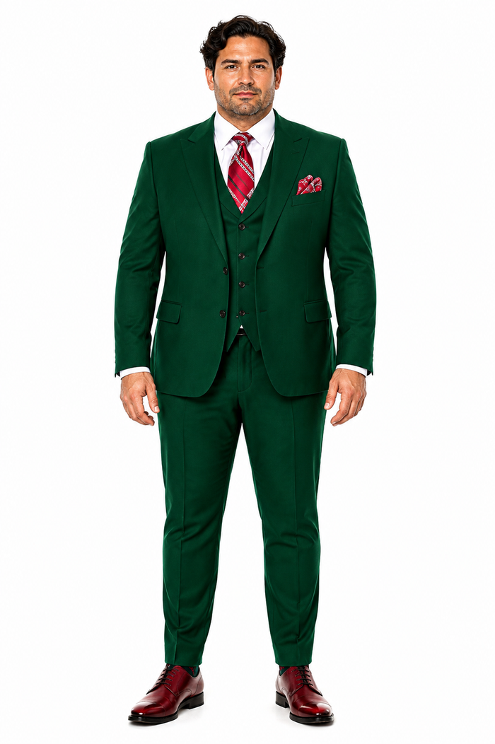 Green Double Breasted Suit Many Styles & Brands $99UP Hunter Green Peak Lapel 100% Percent Fabric Double Breasted Slanted Vest