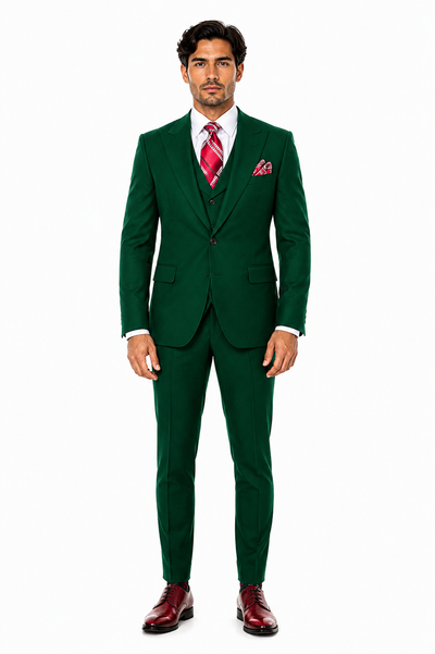 Green Double Breasted Suit Many Styles & Brands $99UP Hunter Green Peak Lapel 100% Percent Fabric Double Breasted Slanted Vest