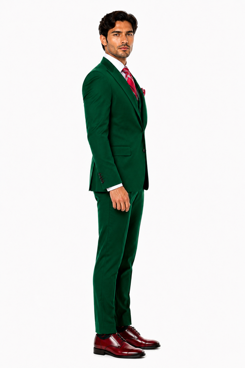 Green Double Breasted Suit Many Styles & Brands $99UP Hunter Green Peak Lapel 100% Percent Fabric Double Breasted Slanted Vest