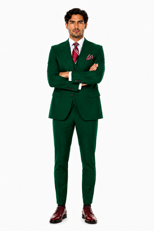 Green Double Breasted Suit Many Styles & Brands $99UP Hunter Green Peak Lapel 100% Percent Fabric Double Breasted Slanted Vest
