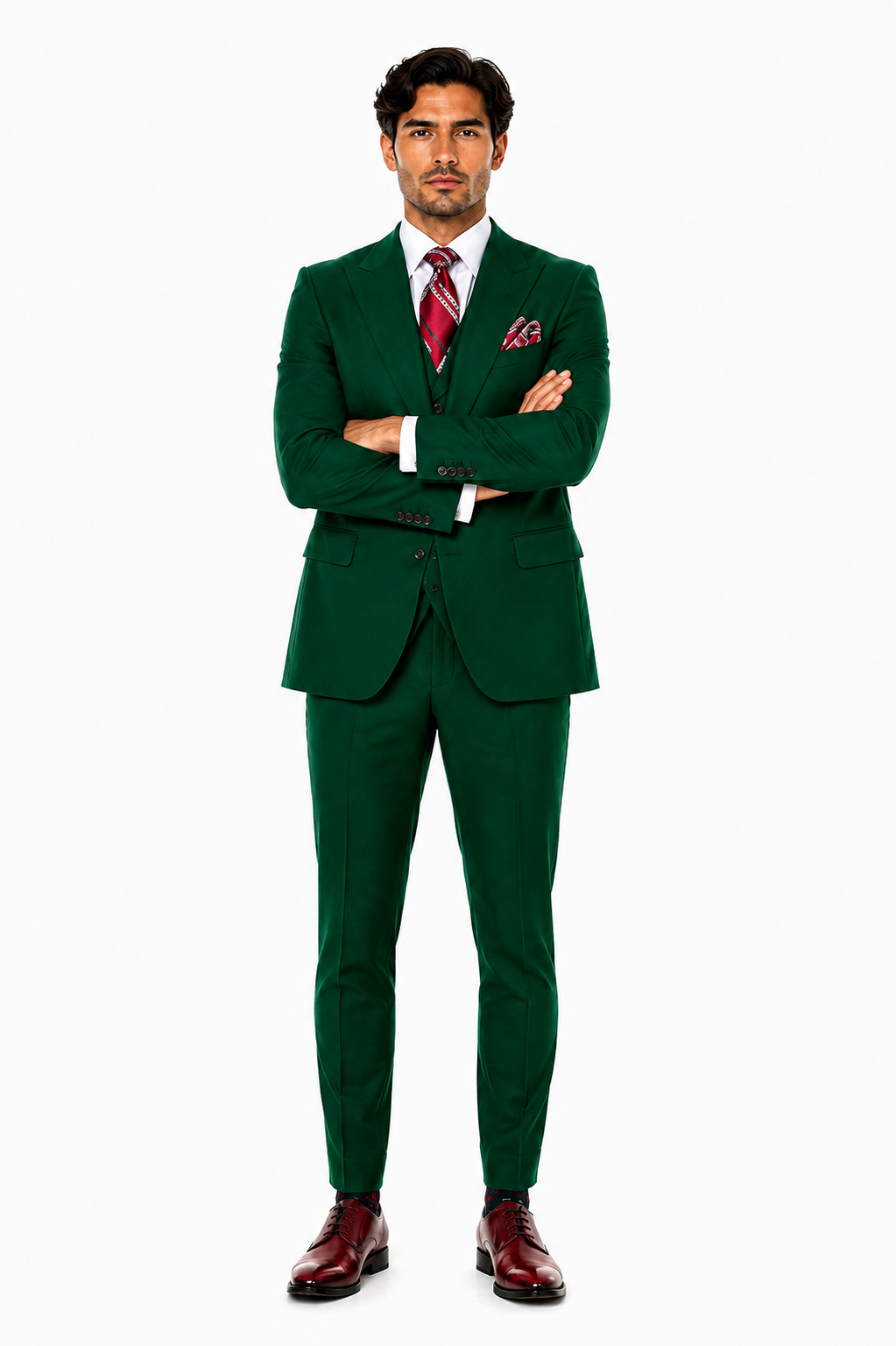 Green Double Breasted Suit Many Styles & Brands $99UP Hunter Green Peak Lapel 100% Percent Fabric Double Breasted Slanted Vest