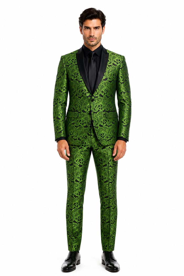 Green Groomsmen Suits -  Dinner Jacket suit