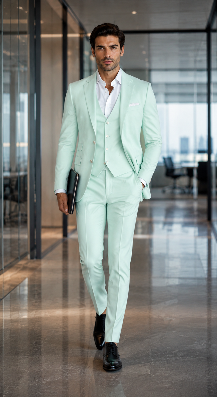 Kentucky Derby Seersucker Suits For Men - Big and Tall Seersucker Suit Mens Jacket + Pants Summer Seersucker Suit in Green Pinstripe