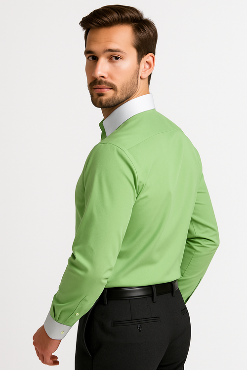 Classic Stylish Fashionable -White Collar Two Toned Contrast white collars Multi-color Men's Dress Shirt