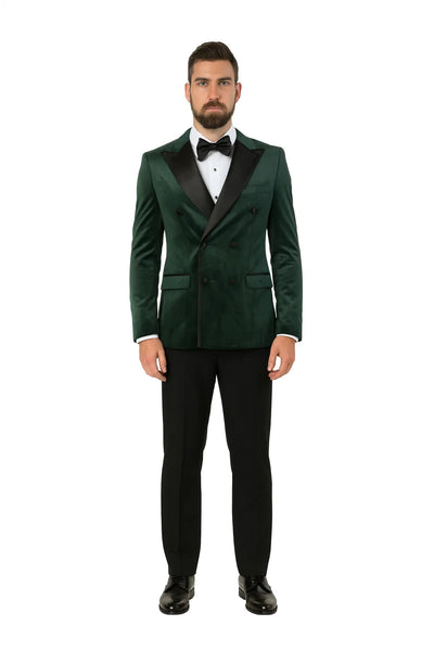 Green Velvet Double Breasted Tuxedo Jacket Wedding & Prom