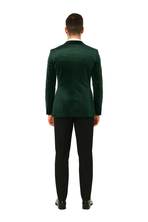 Green Velvet Double Breasted Tuxedo Jacket Wedding & Prom