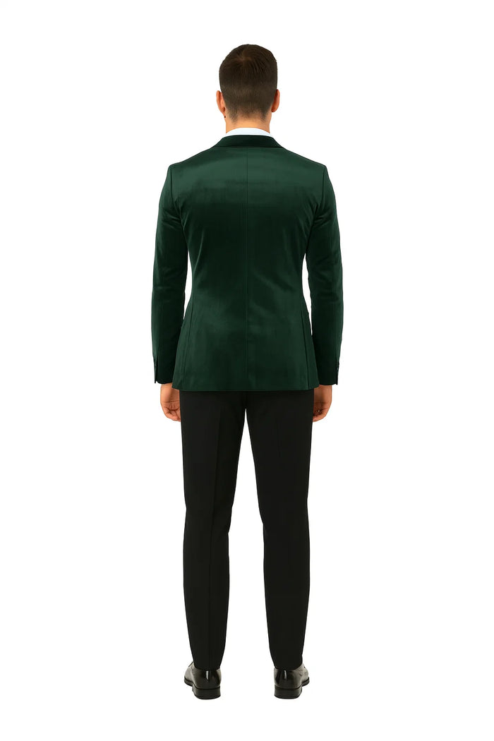 Green Velvet Double Breasted Tuxedo Jacket Wedding & Prom