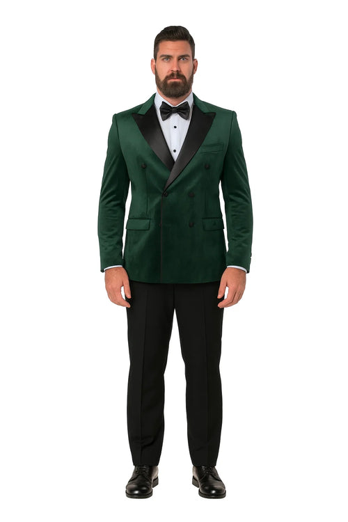 Green Velvet Double Breasted Tuxedo Jacket Wedding & Prom