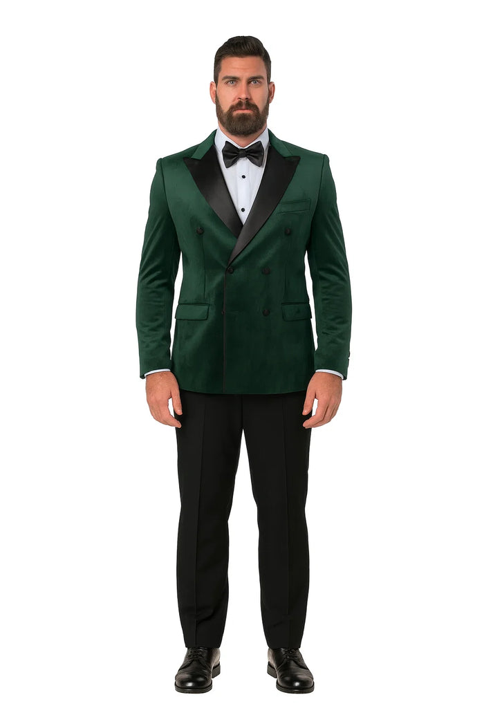 Green Velvet Double Breasted Tuxedo Jacket Wedding & Prom