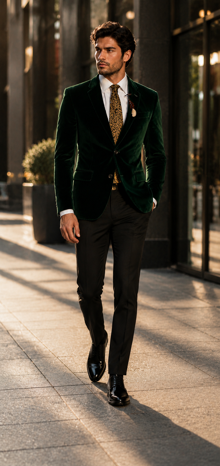 Green velvet suit Many Styles & Brands $99UP Men's Olive Hunter Green Velvet Tuxedo Jacket Green Velvet Suits and Tuxedos