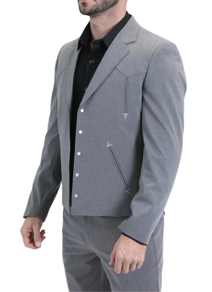 Men’s Grey Western Suit Set – Classic 2 Piece Formal Suit for Weddings, Business - 34 Short or Extra Small