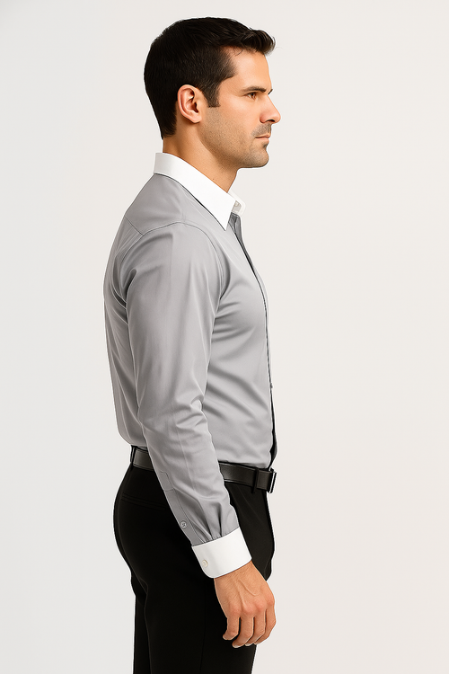 Classic Stylish Fashionable -White Collar Two Toned Contrast white collars Multi-color Men's Dress Shirt