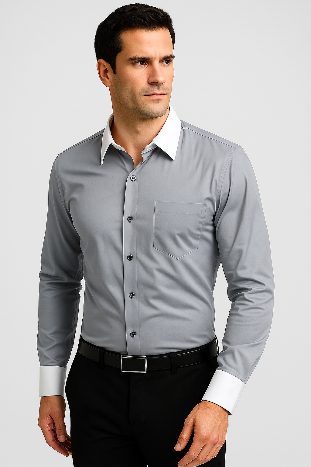 Classic Stylish Fashionable -White Collar Two Toned Contrast white collars Multi-color Men's Dress Shirt
