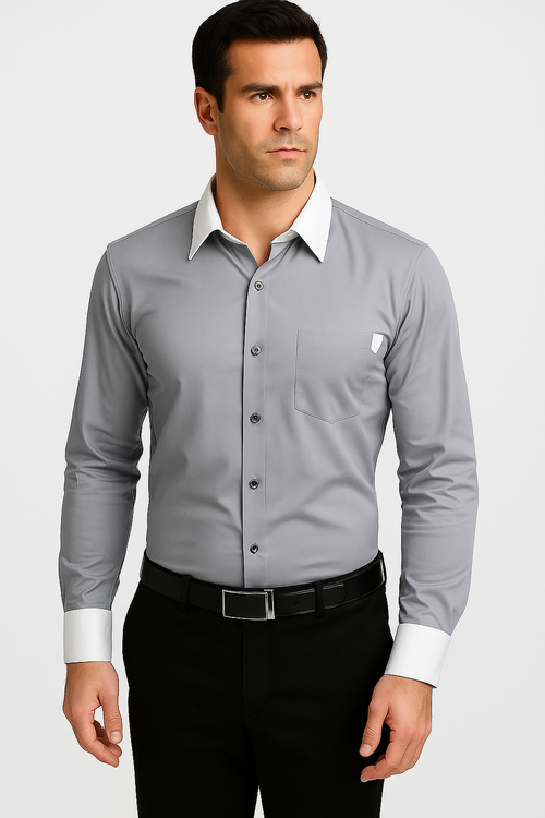 Classic Stylish Fashionable -White Collar Two Toned Contrast white collars Multi-color Men's Dress Shirt