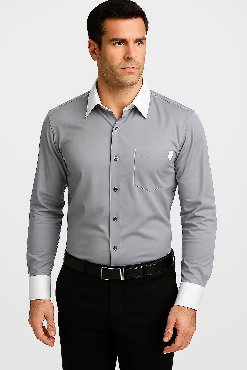 Classic Stylish Fashionable -White Collar Two Toned Contrast white collars Multi-color Men's Dress Shirt