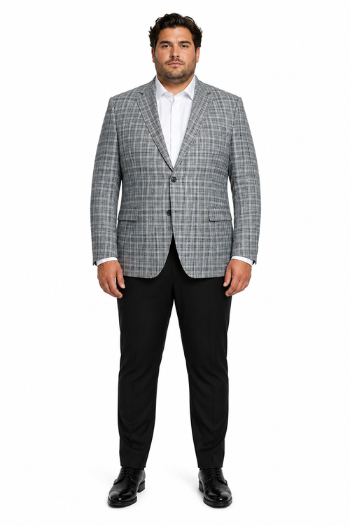 Grey Wool Modern Fit Plaid blazers Sport Coat
