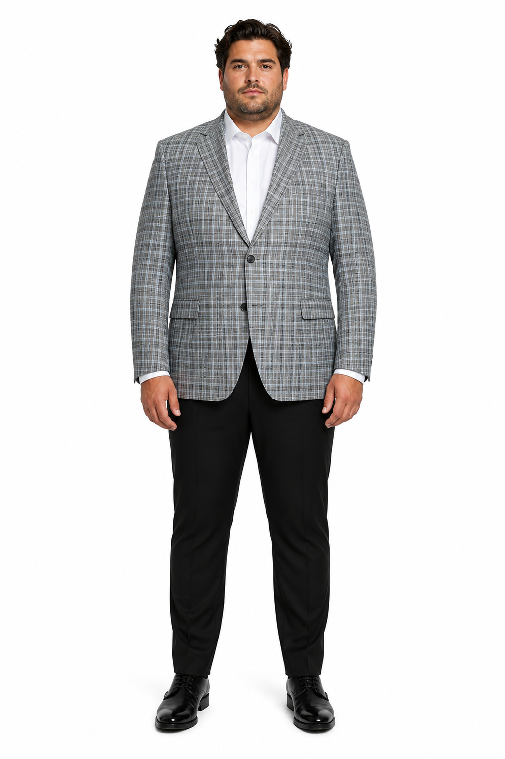 Grey Wool Modern Fit Plaid blazers Sport Coat