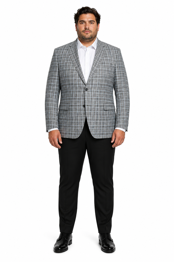 Grey Wool Modern Fit Plaid blazers Sport Coat