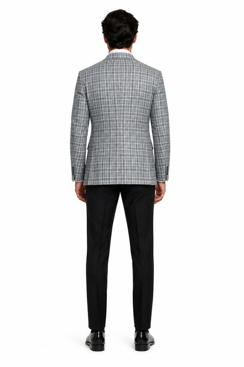 Grey Wool Modern Fit Plaid blazers Sport Coat