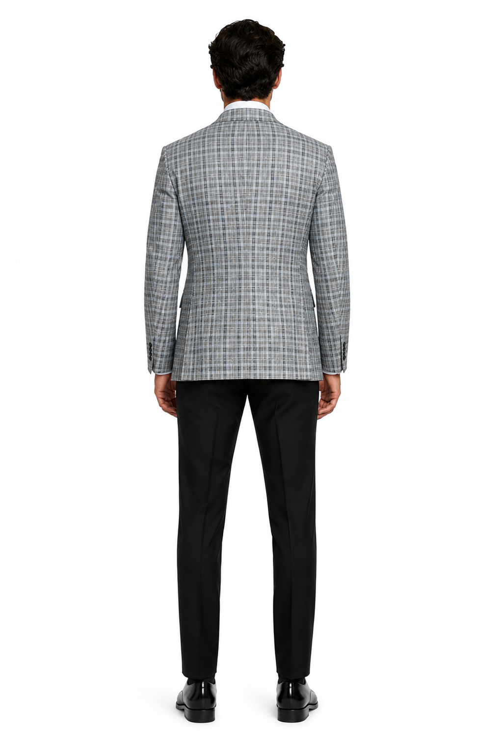 Grey Wool Modern Fit Plaid blazers Sport Coat