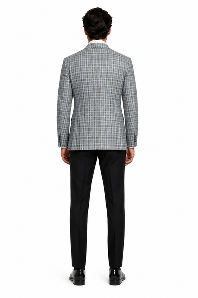 Grey Wool Modern Fit Plaid blazers Sport Coat