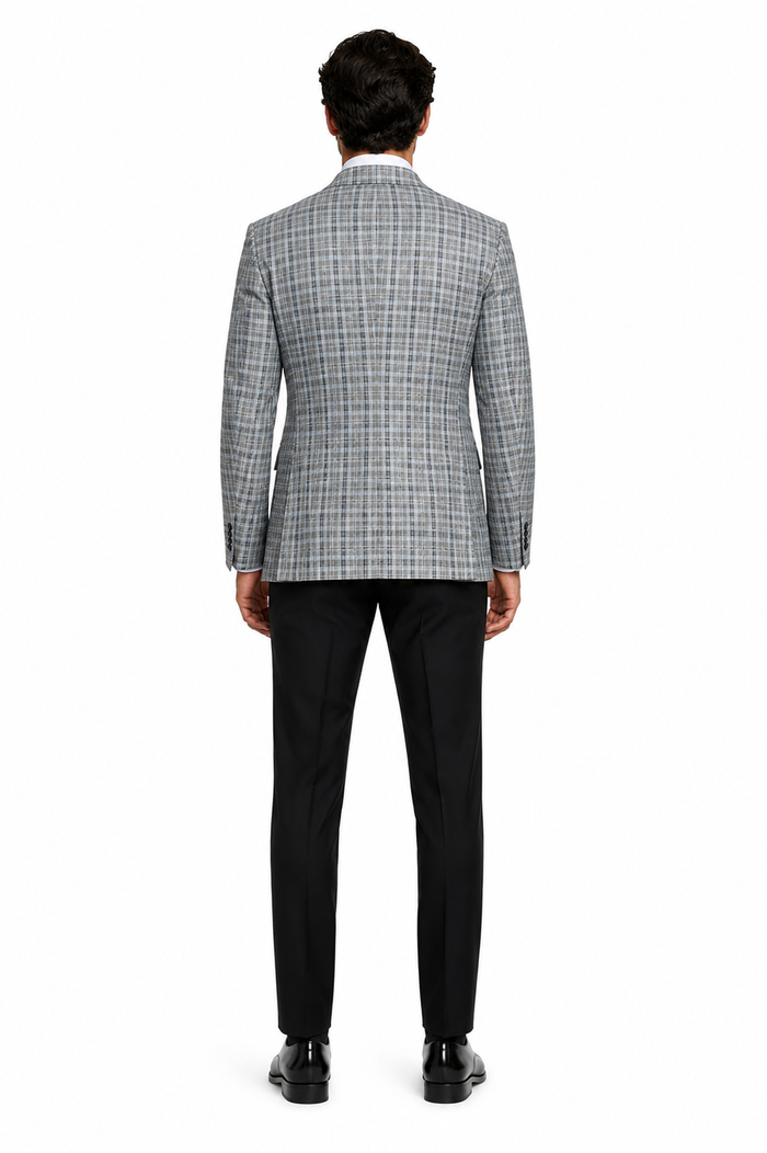 Grey Wool Modern Fit Plaid blazers Sport Coat