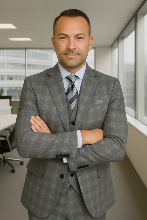 Modern Fit - Wool Suit - Italian Made Business Suit by Statement Men's 3 Piece 100% Wool Modern Fit Suit - Coordinating Solid Color Vest