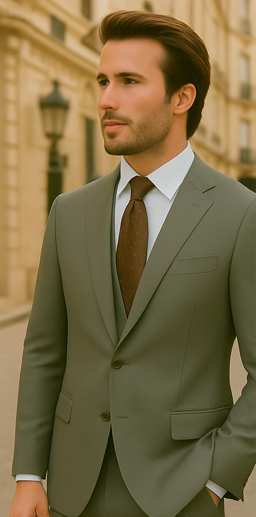Modern Fit - Wool Suit - Italian Made Business Suit by Statement Men's 2 Piece 100% Wool Modern Fit Suit - Subtle Windowpane