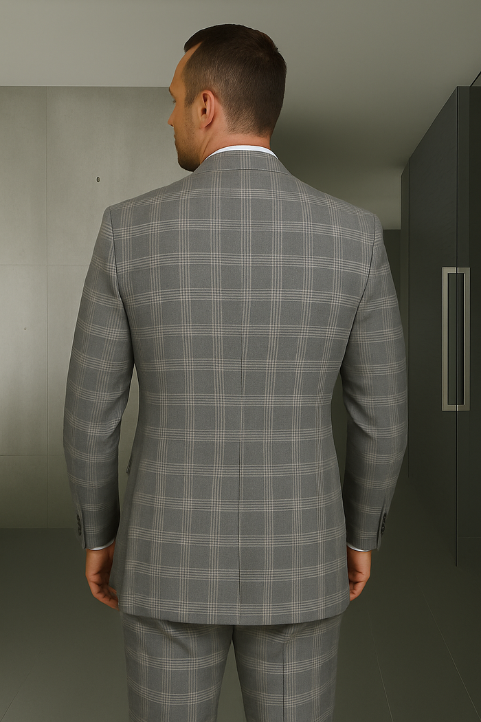 Modern Fit - Wool Suit - Italian Made Business Suit by Statement Men's 3 Piece 100% Wool Modern Fit Suit - Coordinating Solid Color Vest
