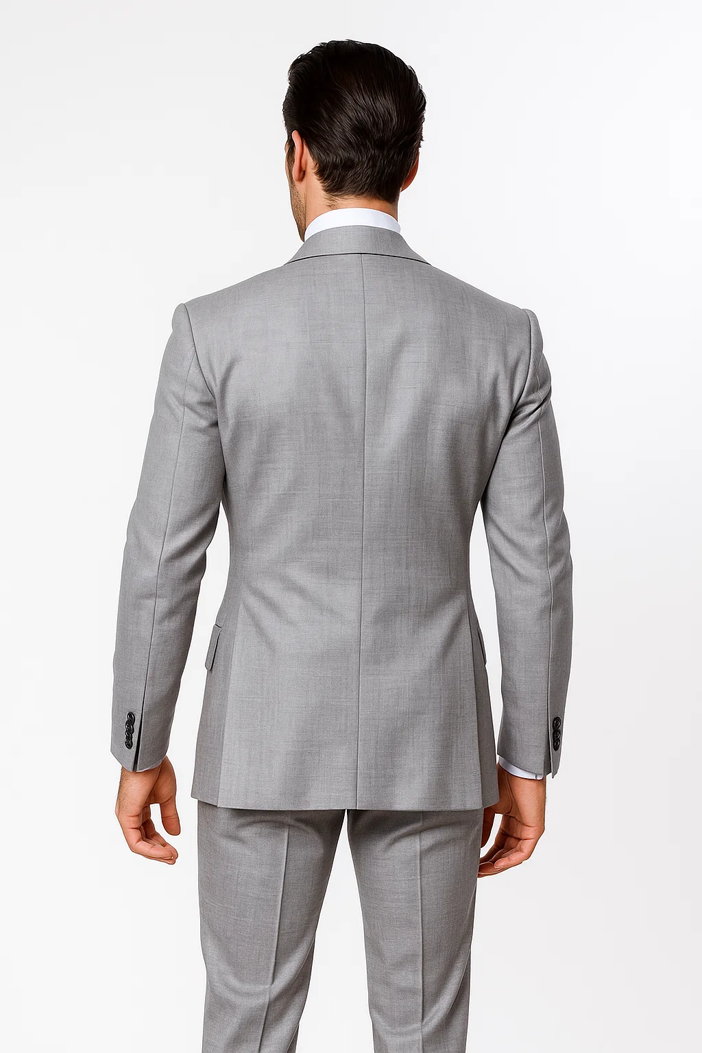 Suits With Baggy Pleated Pants - Wide Leg Pants 100% Wool - Classic Fit in Grey Color by Rossiman - 38 Regular