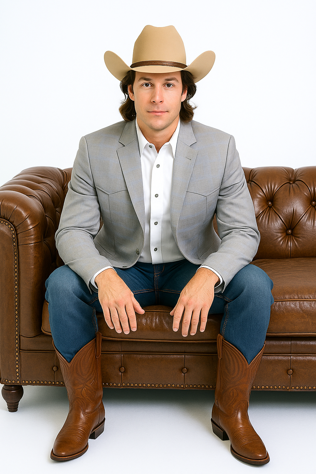 Western Blazer - Saco Para Hombre - Mens Double Button Western Grey Blazer - 36 Short