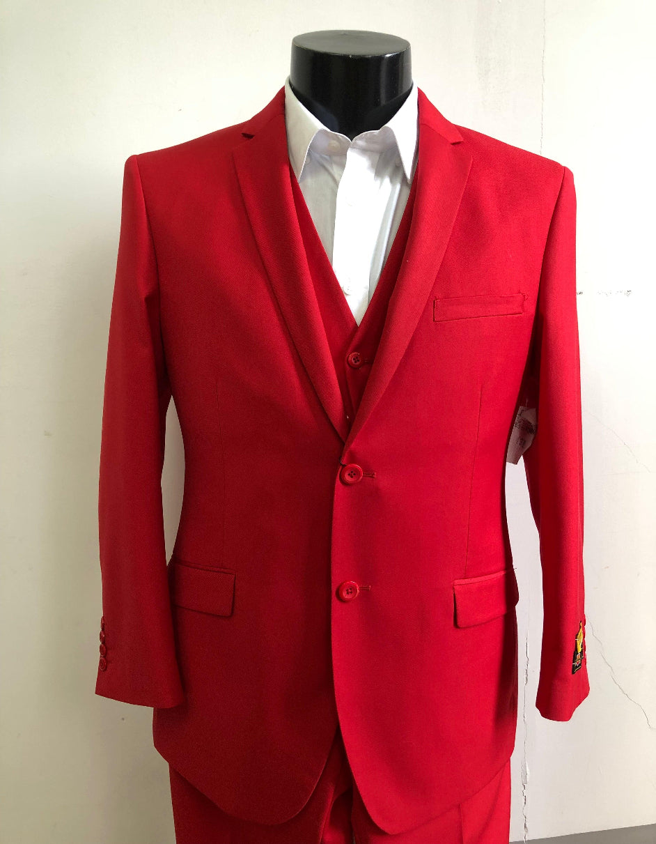 Mens Red Groomsmen Suits - Double Breasted Suit - 38 Short Jacket+32 Waist Adjust   28to34)(Height: 5 4 to5 7 )(Neck    15-16.5)S-M)