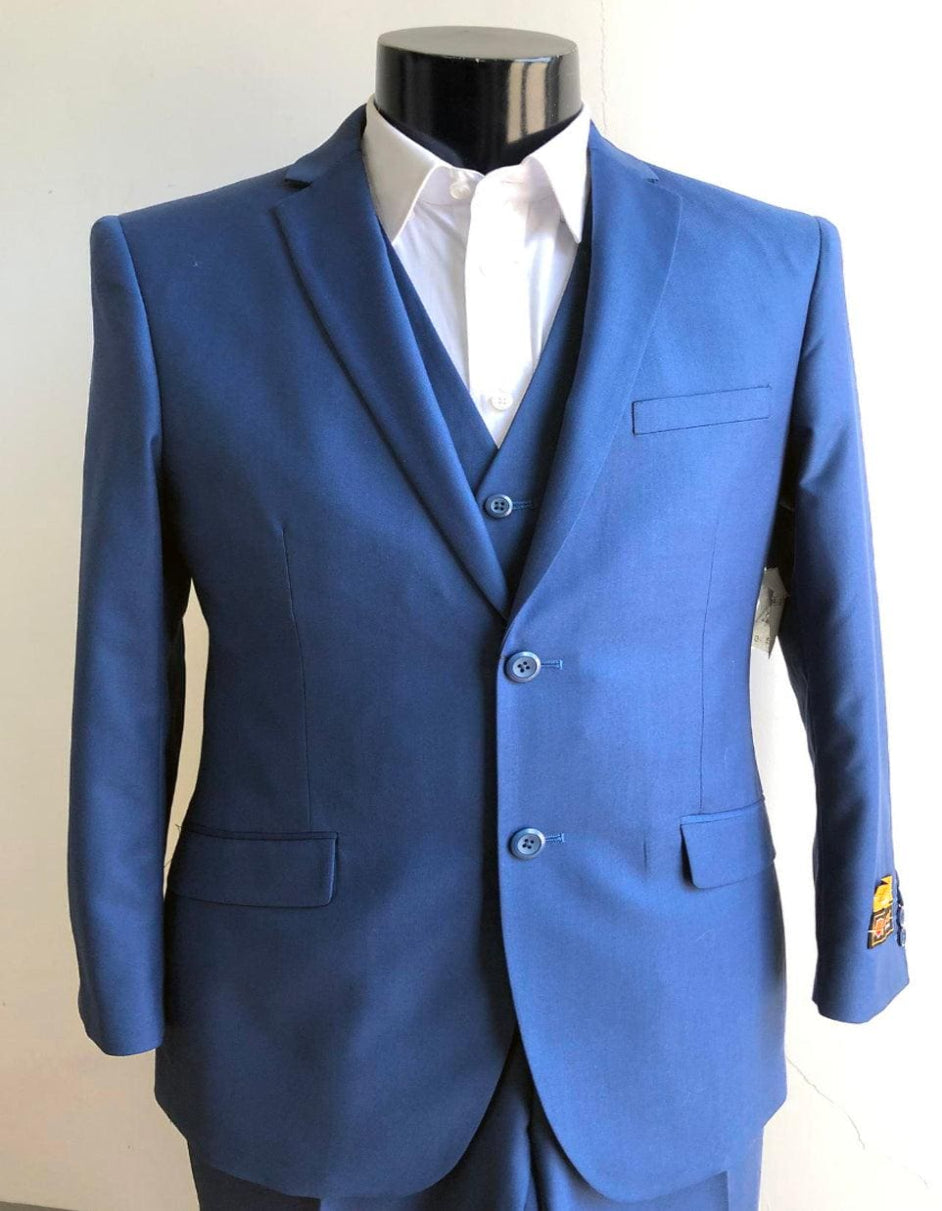 Blue Groomsmen Suits - Mens Double Breasted Suit - Blue