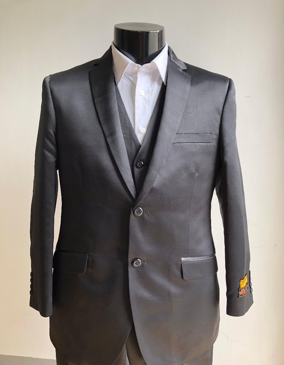 Double Breasted Suit - Groomsmen Suits - Black Suit - 38 Short Jacket+32 Waist Adjust 28to34)(Height: 5 4 to5 7 )(Neck  15-16.5)S-M)