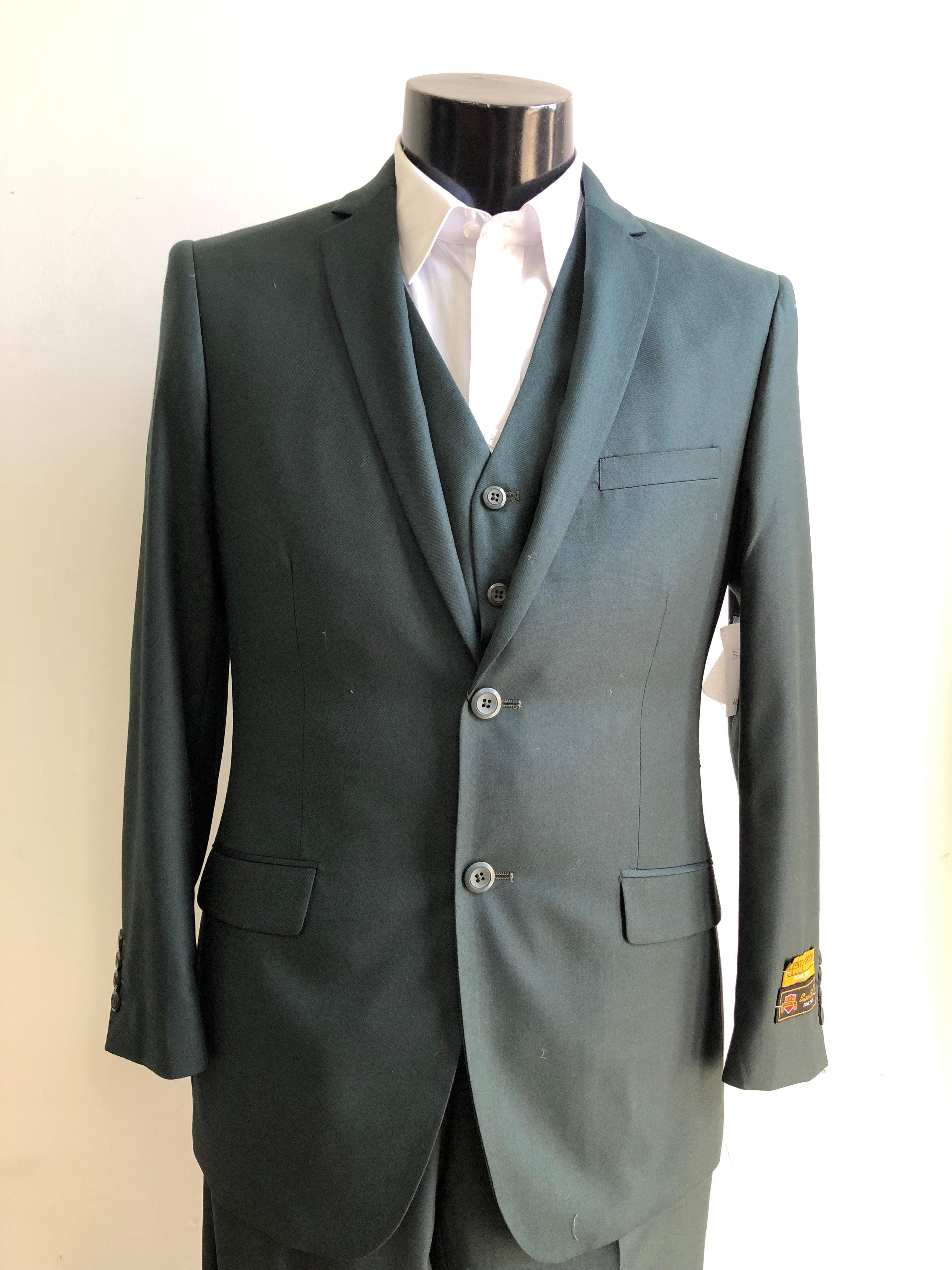 Mens Green Groomsmen Suits - Double Breasted Suit - Green