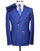 Mens Double breasted Suit - "Cobalt Blue" 1920s 1980s Style Peak Lapel Suits -  Back Side Vented  Mens Designer Modern Fit Double Breasted Wool Suit with Gold Buttons in Cobalt Blue
