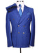 Mens Double breasted Suit - "Cobalt Blue" 1920s 1980s Style Peak Lapel Suits -  Back Side Vented  Mens Designer Modern Fit Double Breasted Wool Suit with Gold Buttons in Cobalt Blue