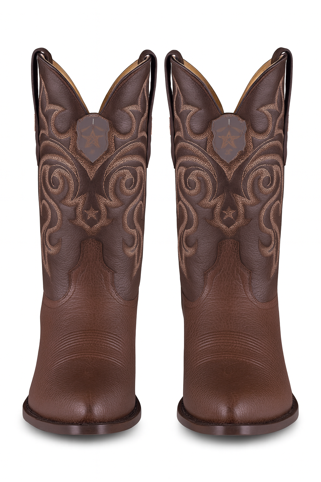 Brown Sharkskin Cowboy Boots J-Toe - EE