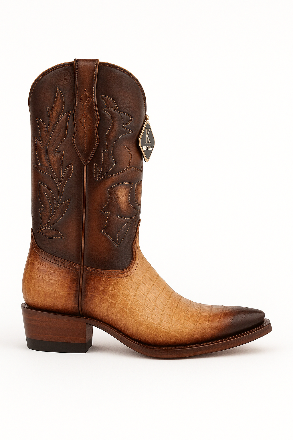 Men's King Exotic Snip Toe Caiman Belly Boots Handcrafted Burnished Oryx (494RD8215) - 6